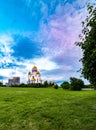 Wide angled view of the church Temple On The Blood in Yekaterinburg, Russia Royalty Free Stock Photo