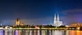 Cologne skyline at night Royalty Free Stock Photo