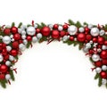 Wide arch shaped Christmas border isolated on white, AI Generative Royalty Free Stock Photo