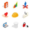 Wide area network icons set, isometric style