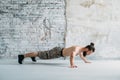 Wide arm plank sport fitness man exercising gym Royalty Free Stock Photo