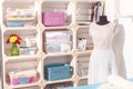 Wide assortment of material in bridal atelier Royalty Free Stock Photo