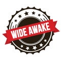 WIDE AWAKE text on red brown ribbon stamp Royalty Free Stock Photo