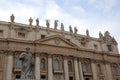 Wide Basilica of St Peter in Vatican City and the Statue of Sain