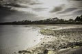 Wide Beaumaris beach.North Wales,Uk.Scenic british landscape. Royalty Free Stock Photo