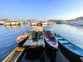 Wide beautiful photography,, fishing boats and ships on bay