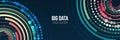 Wide Big data visualization. Information analytics concept. Abstract stream information with circles array and binary code. Royalty Free Stock Photo