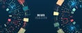 Wide Big data visualization. Information analytics concept. Abstract stream information with circles array and binary code. Royalty Free Stock Photo