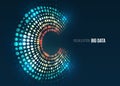 Wide Big data visualization. Information analytics concept. Abstract stream information with circles array and binary code. Royalty Free Stock Photo