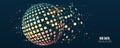 Wide Big data visualization. Machine learning algorithm for information filter and analytic. Abstract background with sphere array