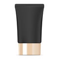 Wide black cosmetic cream tube with golden lid