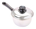 Wide black handle closed round stainless pot Royalty Free Stock Photo