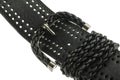 Wide black leather belt on white background Royalty Free Stock Photo
