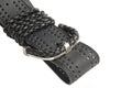 Wide black leather belt on white background Royalty Free Stock Photo