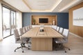 wide boardroom with a modular conference table that can be reconfigured Royalty Free Stock Photo