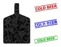 Wide Bottle Triangle Icon and Grunge Cold Beer Simple Watermarks