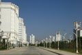 Wide boulevard with some new buildings. Ashkhabad. Turkmenistan. Royalty Free Stock Photo