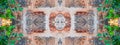 Wide Brick Pattern. Symmetrical Photo Background of Old Vintage Stonewall Royalty Free Stock Photo