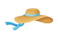 Wide Brimmed Female Hat with Silk Ribbon Vector Illustration Royalty Free Stock Photo