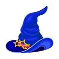 Wide Brimmed Witch Hat with Conical Crown and Ribbon Decorated with Stars Vector Illustration Royalty Free Stock Photo