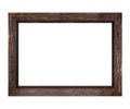 Wide brown wooden frame for pictures and photos isolated on white background Royalty Free Stock Photo