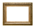Wide carved gilted wooden picture frame cutout Royalty Free Stock Photo