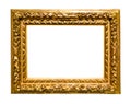 Wide carved golden wooden picture frame cutout Royalty Free Stock Photo