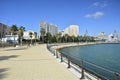 a wide city embankment with palm trees. Cadiz