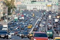 Wide city street full of cars Royalty Free Stock Photo