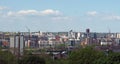 a wide cityscape view of leeds city centre taken from above showing office and apartment buildings the city hall and university Royalty Free Stock Photo