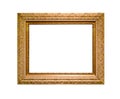 Wide classic carved wooden picture frame isolated