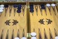 Wide clean shoot of backgammon under dim light