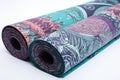 wide and colorful yoga mat with zenlike patterns Royalty Free Stock Photo