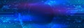 Wide Cyber security internet and networking concept. Abstract global sci fi concept. Digital internet communication on blue