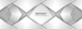 Wide 3d geometric abstract background with silver gradient triangle shapes and shadows.