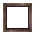 Wide dark brown wooden frame for pictures and photos isolated on white background Royalty Free Stock Photo