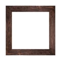 Wide dark brown wooden frame for pictures and photos isolated on white background Royalty Free Stock Photo