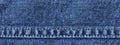 Wide denim banner with jeans decorative seams