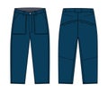 Wide denim pants illustration / blue, indigo color