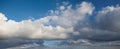 Wide dramatic cloudy sky with cumulus clouds Royalty Free Stock Photo