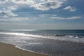 Wide empty beach  on the Atlantic Ocean coast in France Royalty Free Stock Photo
