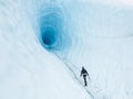 Wide entrance to an ice cave on the Matanuska Glacier in Alaska Royalty Free Stock Photo