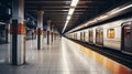 Spacious underground subway station concourse.AI Generated Royalty Free Stock Photo