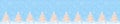 Wide festive creative christmas banner: row of wooden christmas trees on snowy light blue background. Copy space. Royalty Free Stock Photo