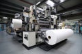 Wide format label printing machine with paper rolls Royalty Free Stock Photo