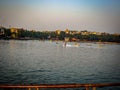 Wide Ganga river view in Haridwar India, Ganga river full wide view