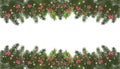 Wide garland of Christmas trees, isolated. Branches of Christmas