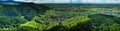 Wide hires panoramic landscape view of Black Forest vineyard valley, aerial Royalty Free Stock Photo