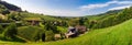 Wide hires panoramic landscape view of Black Forest vineyard valley Royalty Free Stock Photo