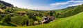 Wide hires panoramic landscape view of Black Forest vineyard valley